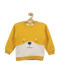 Mustard Bear Print Fleece Sweatshirt