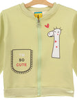 Green Giraffe Print Front Open Fleece Sweatshirt