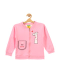 Deep Pink Giraffe Print Front Open Fleece Sweatshirt