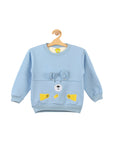 Blue Bear Print Fleece Sweatshirt