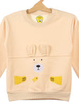Cream Bear Print Fleece Sweatshirt