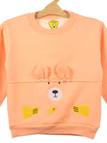 Orange Bear Print Fleece Sweatshirt