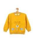 Mustard Bear Print Fleece Sweatshirt