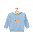 Blue Carrot Print Hooded Fleece Sweatshirt
