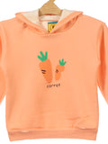 Orange Carrot Print Hooded Fleece Sweatshirt