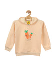 Cream Carrot Print Hooded Fleece Sweatshirt