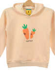 Cream Carrot Print Hooded Fleece Sweatshirt