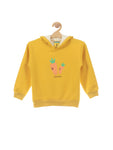 Mustard Carrot Print Hooded Fleece Sweatshirt