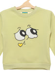 Green Printed Fleece Sweatshirt