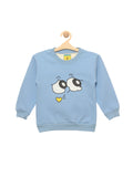 Blue Printed Fleece Sweatshirt