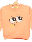 Orange Printed Fleece Sweatshirt