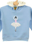 Blue Girls Printed Fleece Hooded Sweatshirt