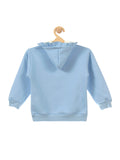 Blue Girls Printed Fleece Hooded Sweatshirt