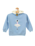 Blue Girls Printed Fleece Hooded Sweatshirt