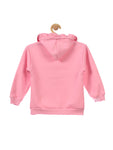 Deep Pink Girls Printed Fleece Hooded Sweatshirt