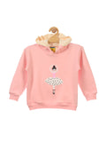 Pink Girls Printed Fleece Hooded Sweatshirt