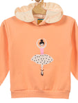 Orange Girls Printed Fleece Hooded Sweatshirt