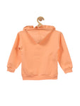 Orange Girls Printed Fleece Hooded Sweatshirt