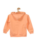 Orange Girls Printed Fleece Hooded Sweatshirt
