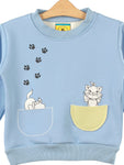 Blue Cat Printed Fleece Sweatshirt