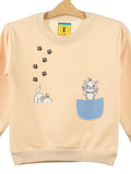 Cream Cat Printed Fleece Sweatshirt