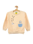 Cream Cat Printed Fleece Sweatshirt