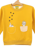 Mustard Cat Printed Fleece Sweatshirt
