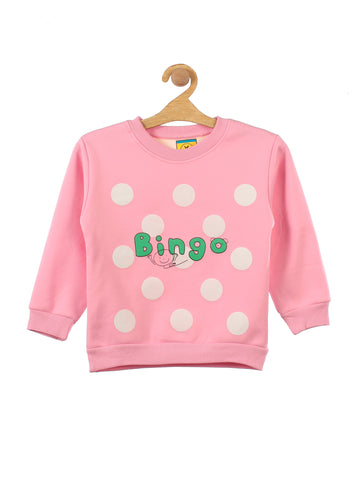 Deep Pink Bingo Printed Fleece Sweatshirt