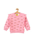 Deep Pink Strawberry Printed Fleece Sweatshirt