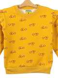 Mustard Strawberry Printed Fleece Sweatshirt