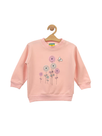 Pink Butterfly Printed Fleece Sweatshirt
