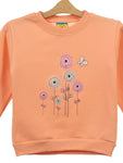 Orange Butterfly Printed Fleece Sweatshirt