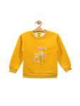 Mustard Butterfly Printed Fleece Sweatshirt