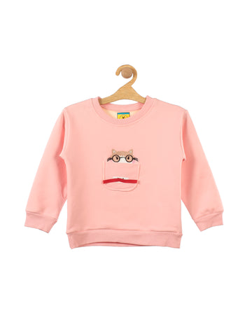 Pink Bear Printed Fleece Sweatshirt