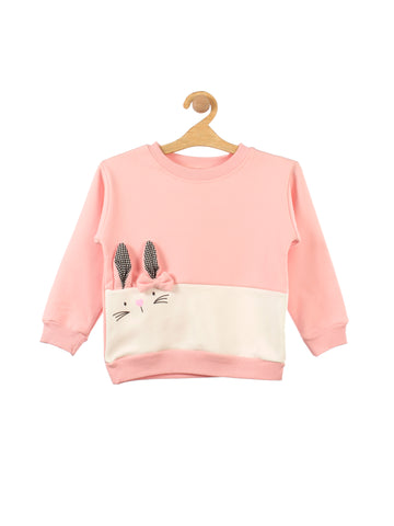 Pink Rabbit Printed Fleece Sweatshirt