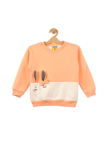 Orange Rabbit Printed Fleece Sweatshirt