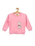 Deep Pink Lamb Printed Fleece Sweatshirt
