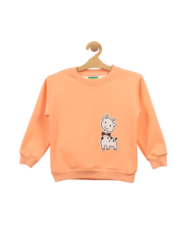 Orange Lamb Printed Fleece Sweatshirt