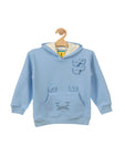 Blue Cat Printed Fleece Hooded Sweatshirt