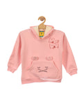 Pink Cat Printed Fleece Hooded Sweatshirt