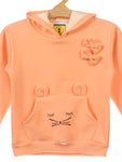 Orange Cat Printed Fleece Hooded Sweatshirt
