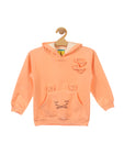 Orange Cat Printed Fleece Hooded Sweatshirt