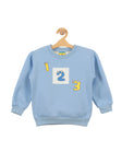 Blue Number Printed Fleece Round neck Sweatshirt