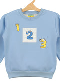 Blue Number Printed Fleece Round neck Sweatshirt