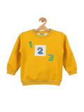 Mustard Number Printed Fleece Round neck Sweatshirt