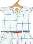White Blue Checked Cotton Frock