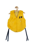 Mustard Front Open Sleeveless Girls Jacket