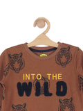Brown Wild Printed Round Neck Sweatshirt
