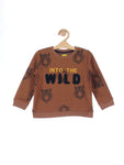 Brown Wild Printed Round Neck Sweatshirt