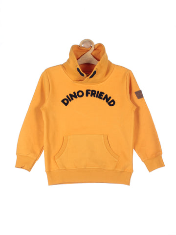 Mustard Dino Friend Collared Sweatshirt